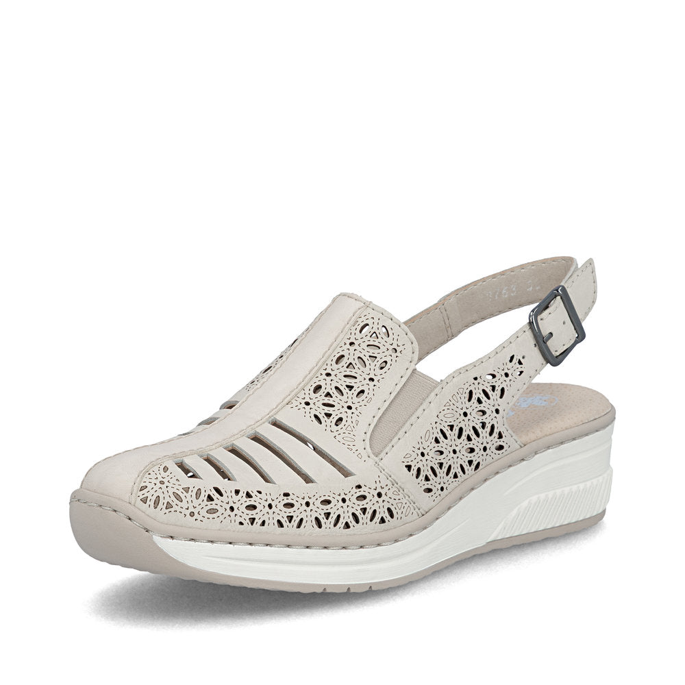 Rieker Ladies High Front Low Wedge Sling Back