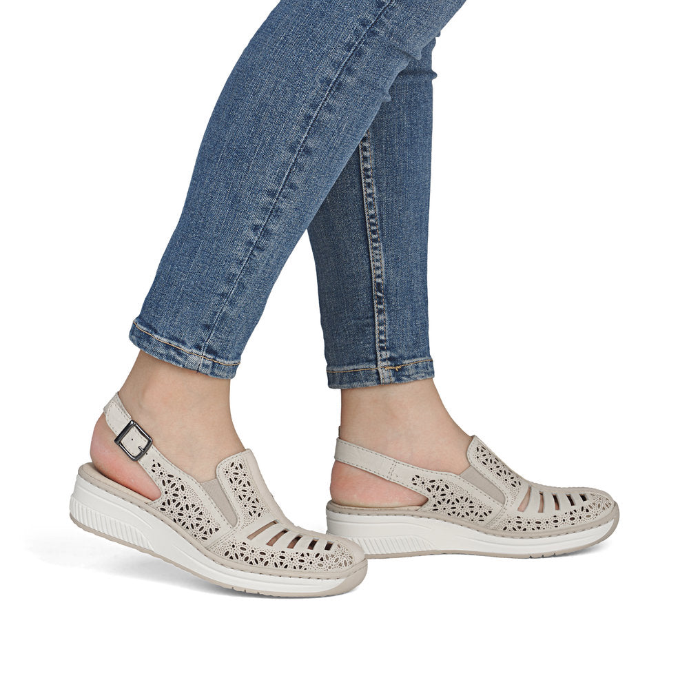 Rieker Ladies High Front Low Wedge Sling Back
