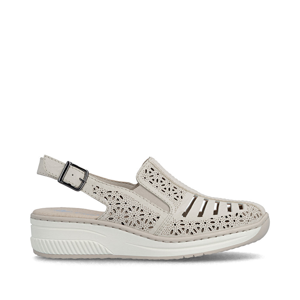 Rieker Ladies High Front Low Wedge Sling Back