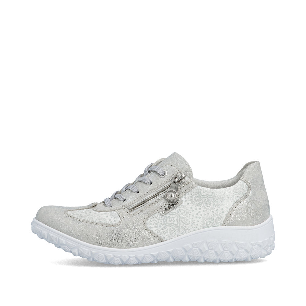 Rieker Ladies Wide Fit Stretch Fabric Zip Side Lace Casual