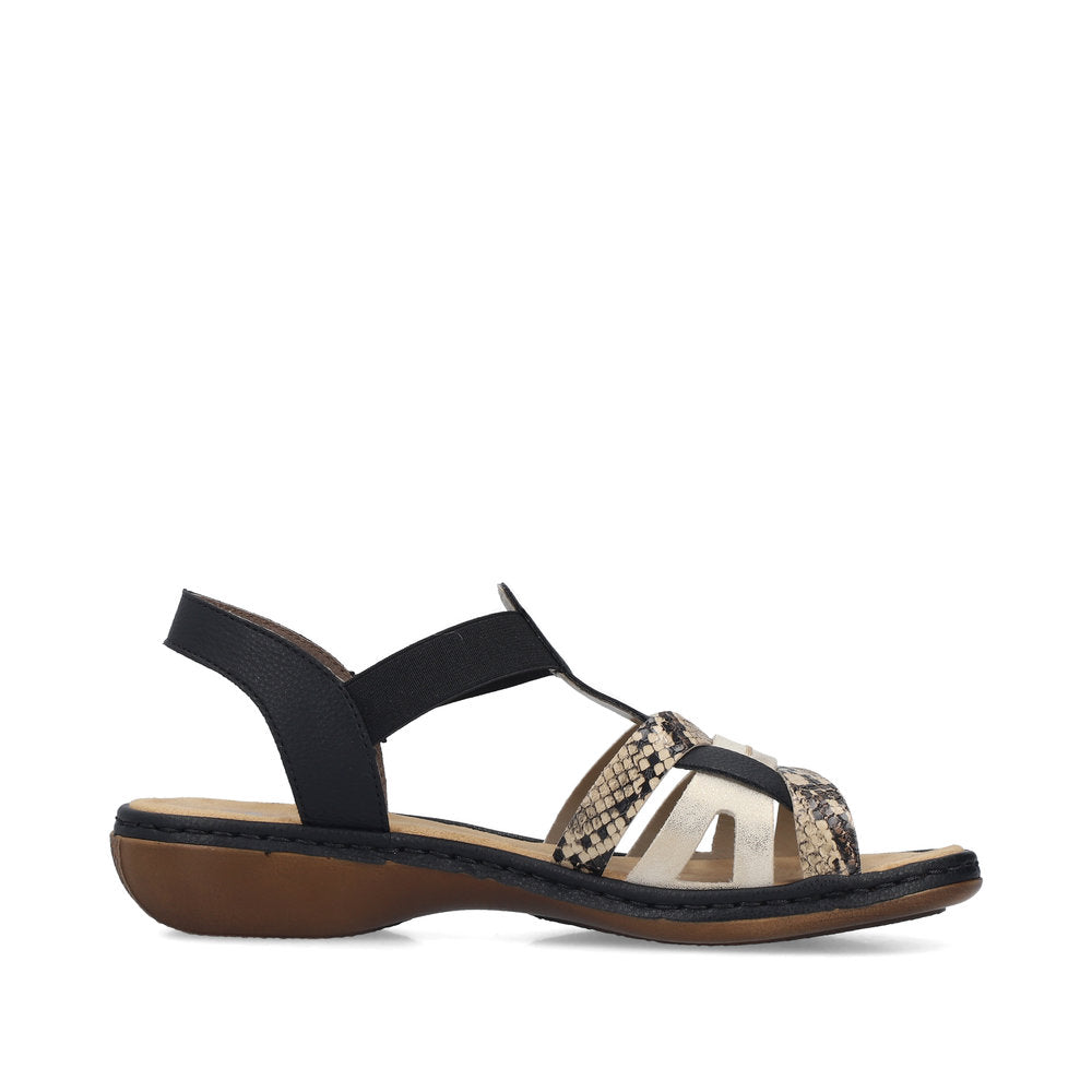 Rieker Ladies Elastic Side Strap Flat Sandal