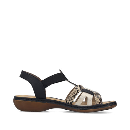 Rieker Ladies Elastic Side Strap Flat Sandal