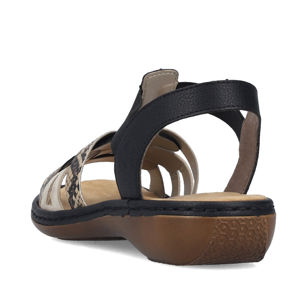 Rieker Ladies Elastic Side Strap Flat Sandal