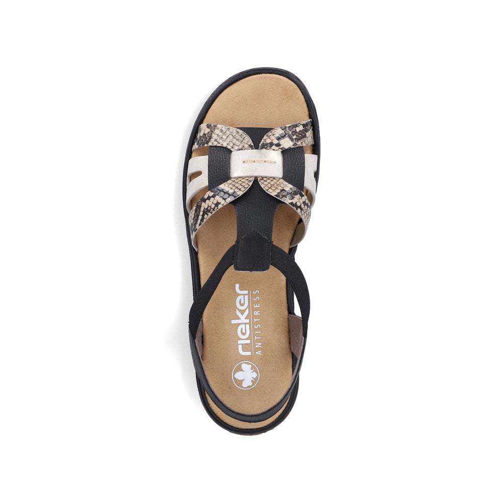 Rieker Ladies Elastic Side Strap Flat Sandal