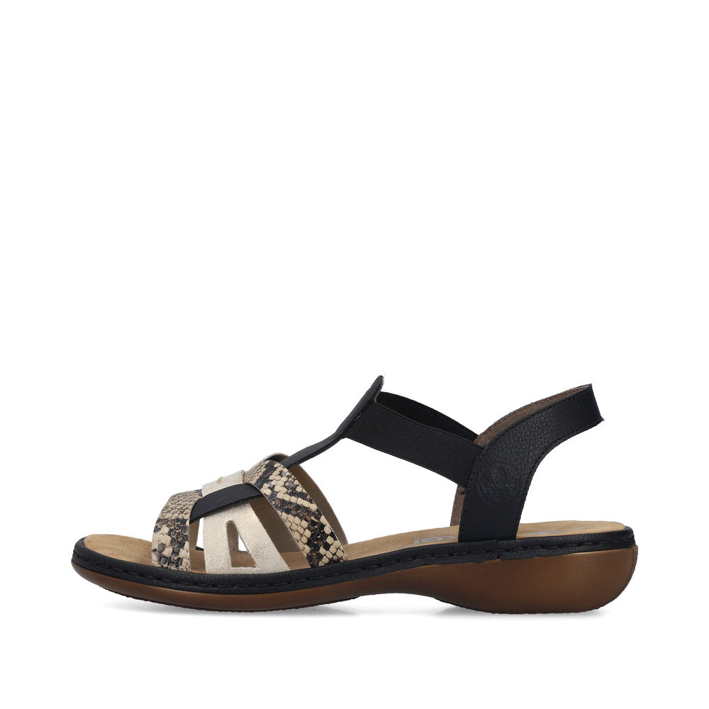 Rieker Ladies Elastic Side Strap Flat Sandal