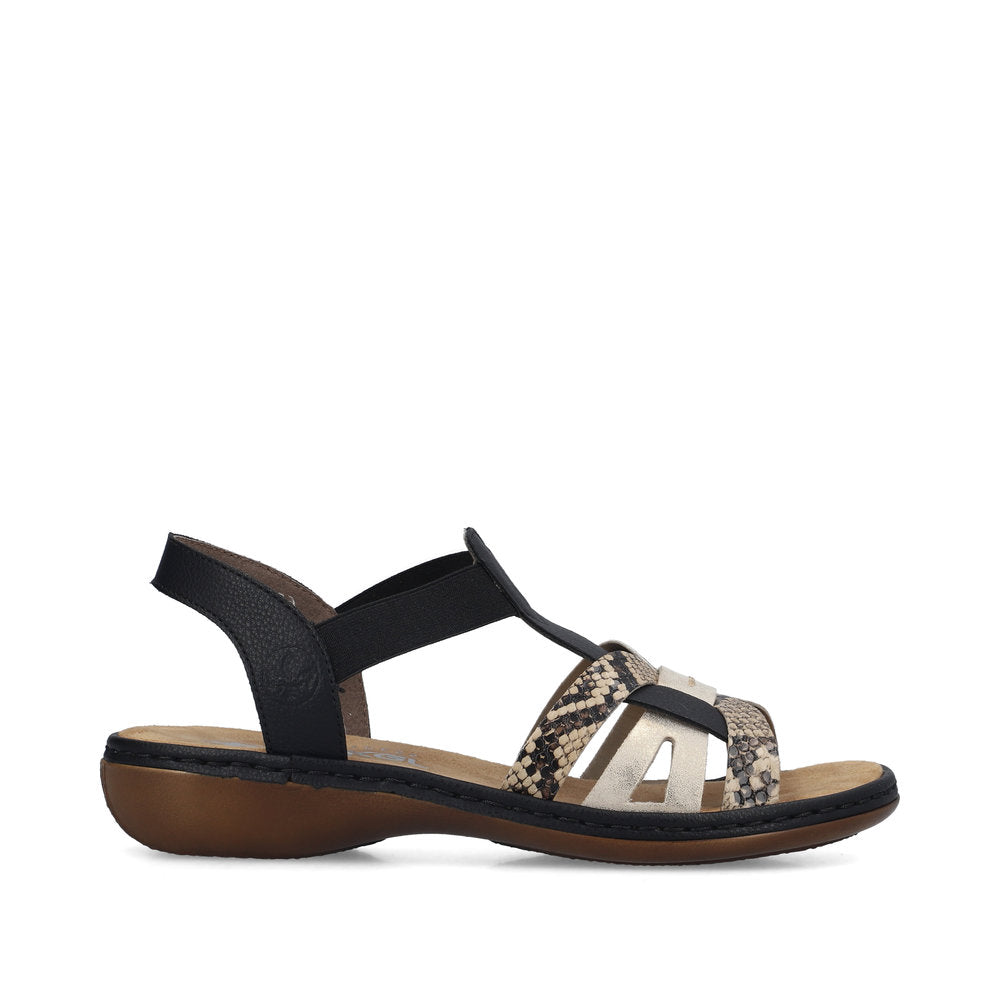 Rieker Ladies Elastic Side Strap Flat Sandal