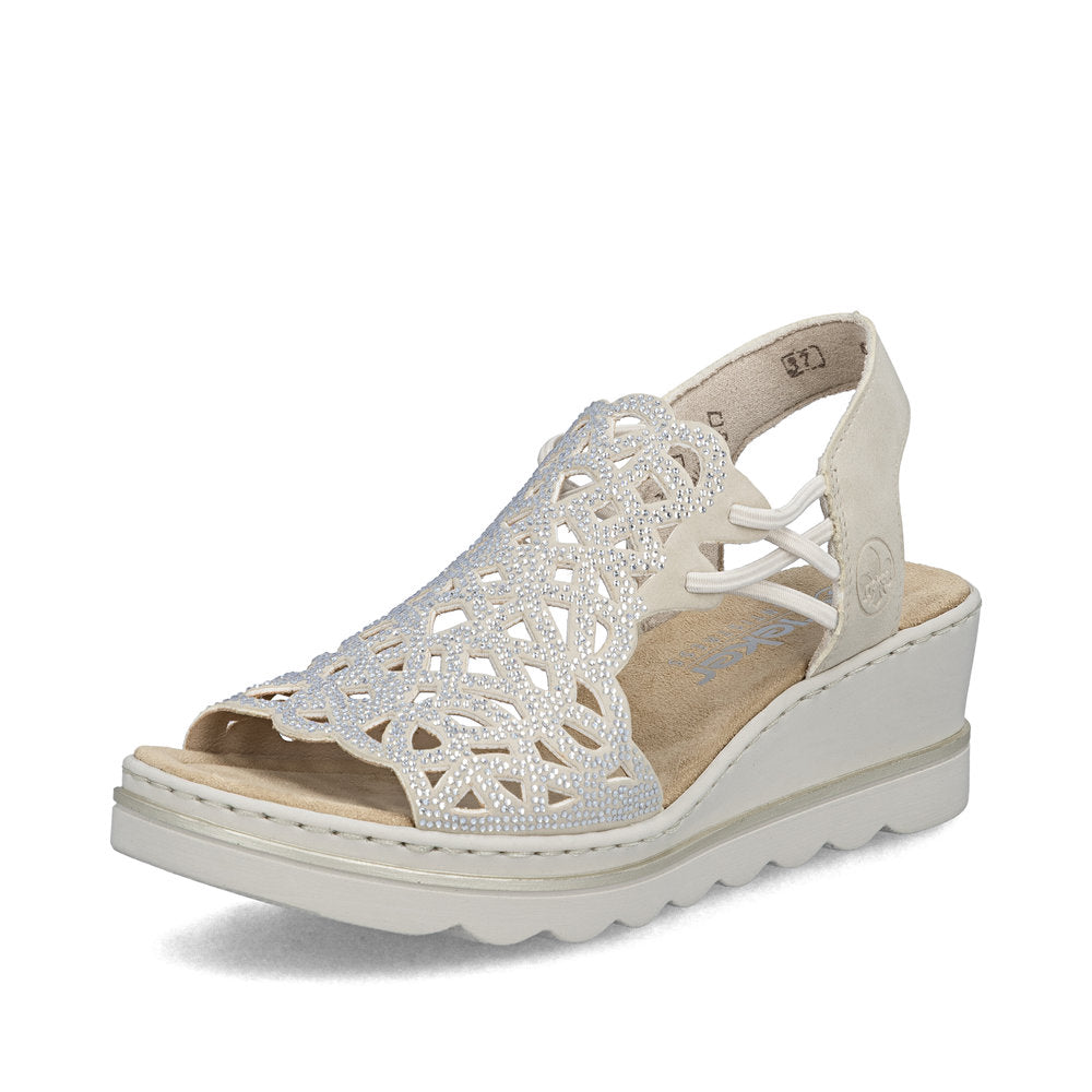 Rieker Ladies High Front Sparkle Wedge Heel Sandal