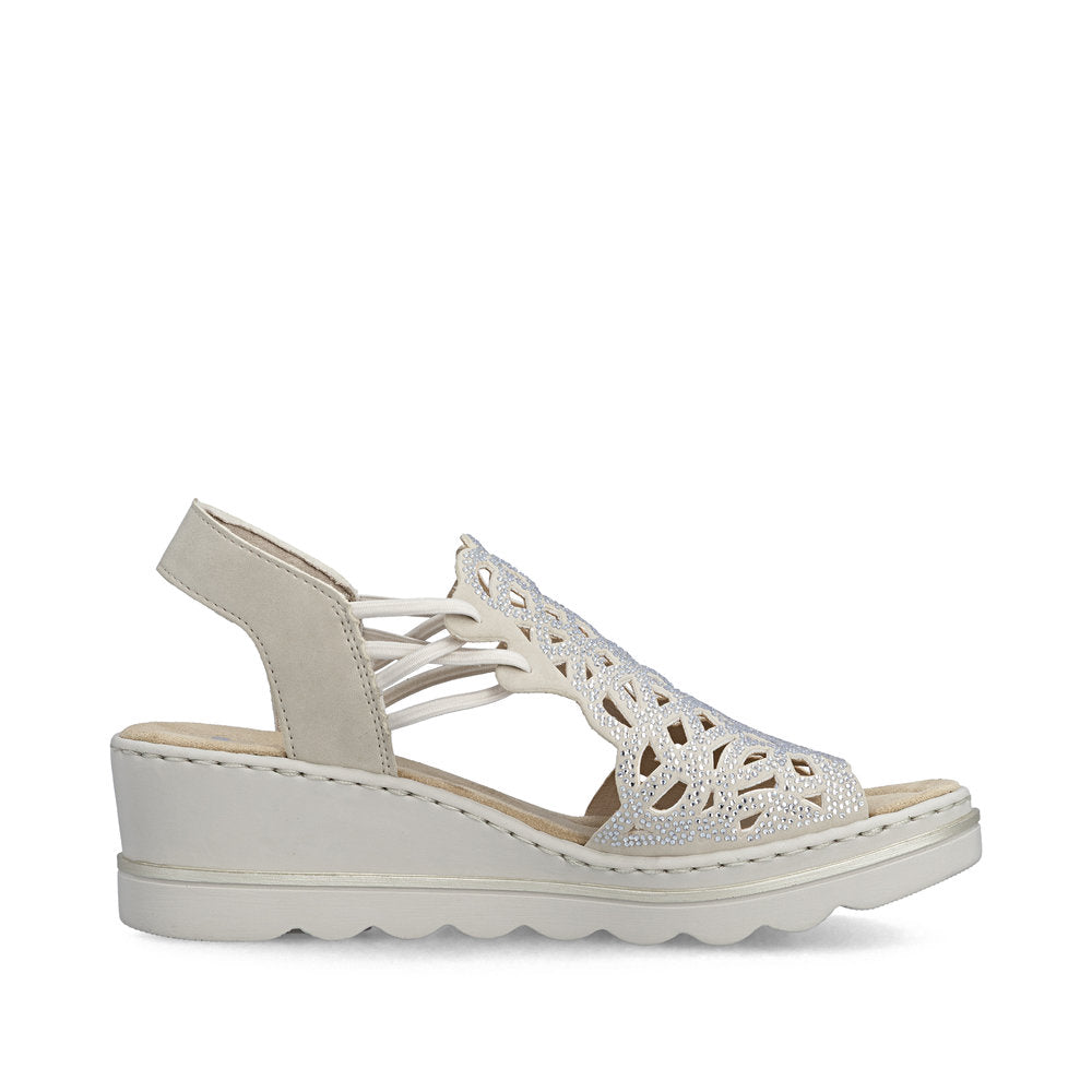 Rieker Ladies High Front Sparkle Wedge Heel Sandal