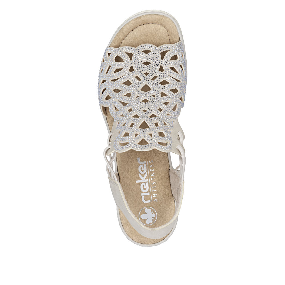 Rieker Ladies High Front Sparkle Wedge Heel Sandal