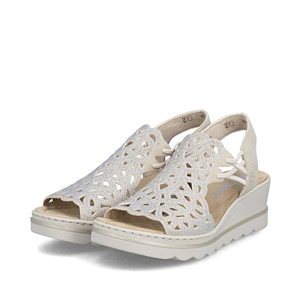 Rieker Ladies High Front Sparkle Wedge Heel Sandal