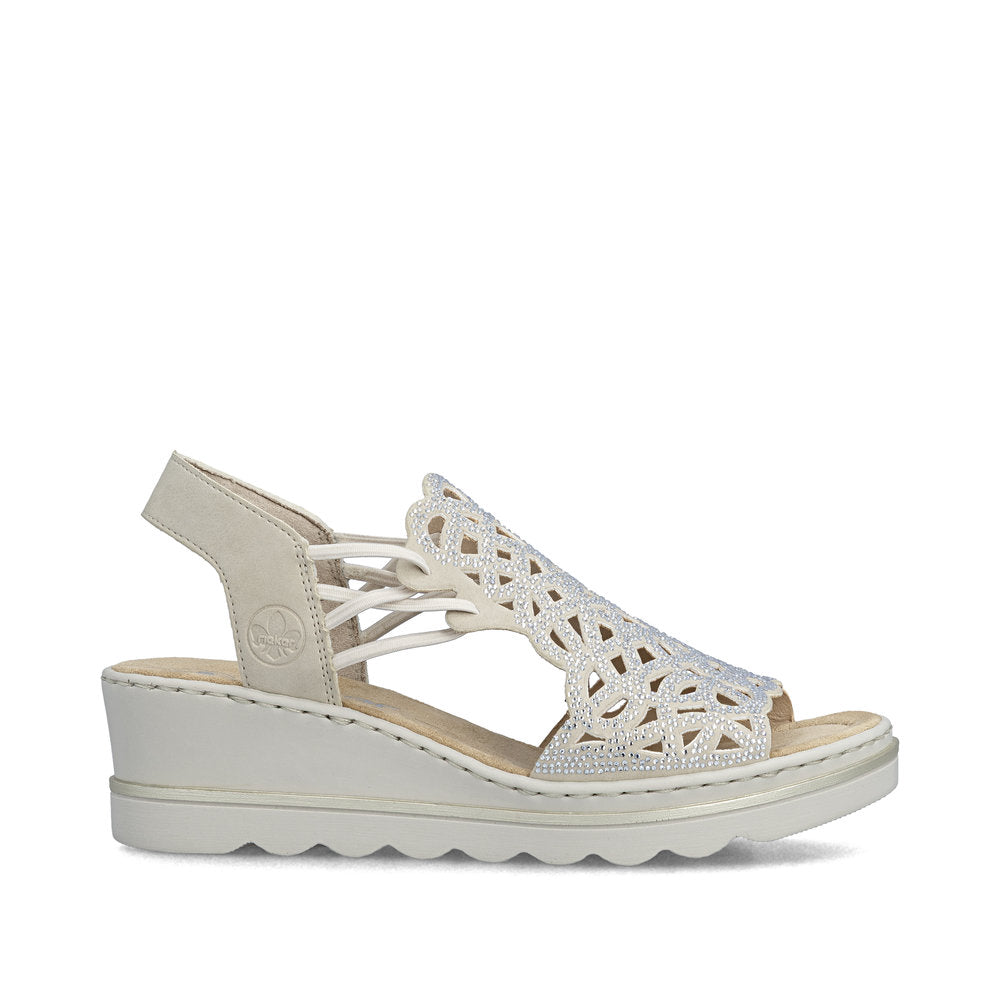 Rieker Ladies High Front Sparkle Wedge Heel Sandal