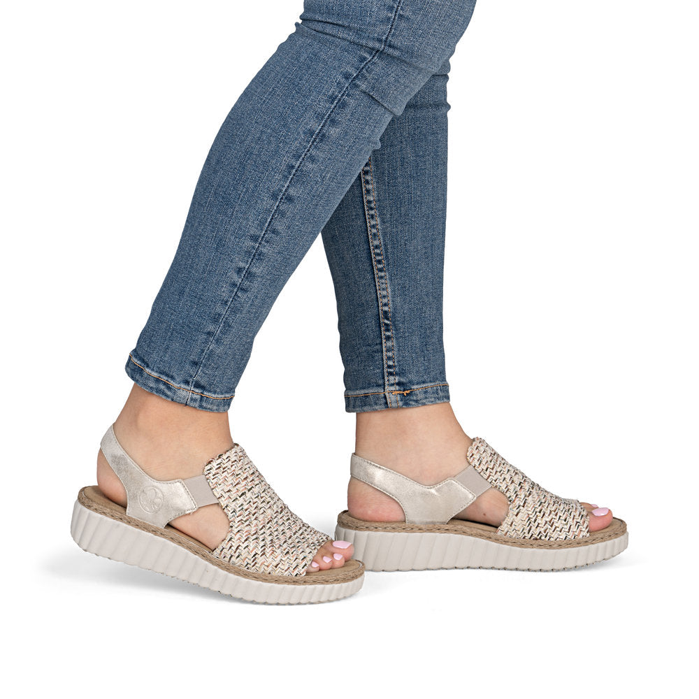 Rieker Ladies High Front Woven Fabric Sandal