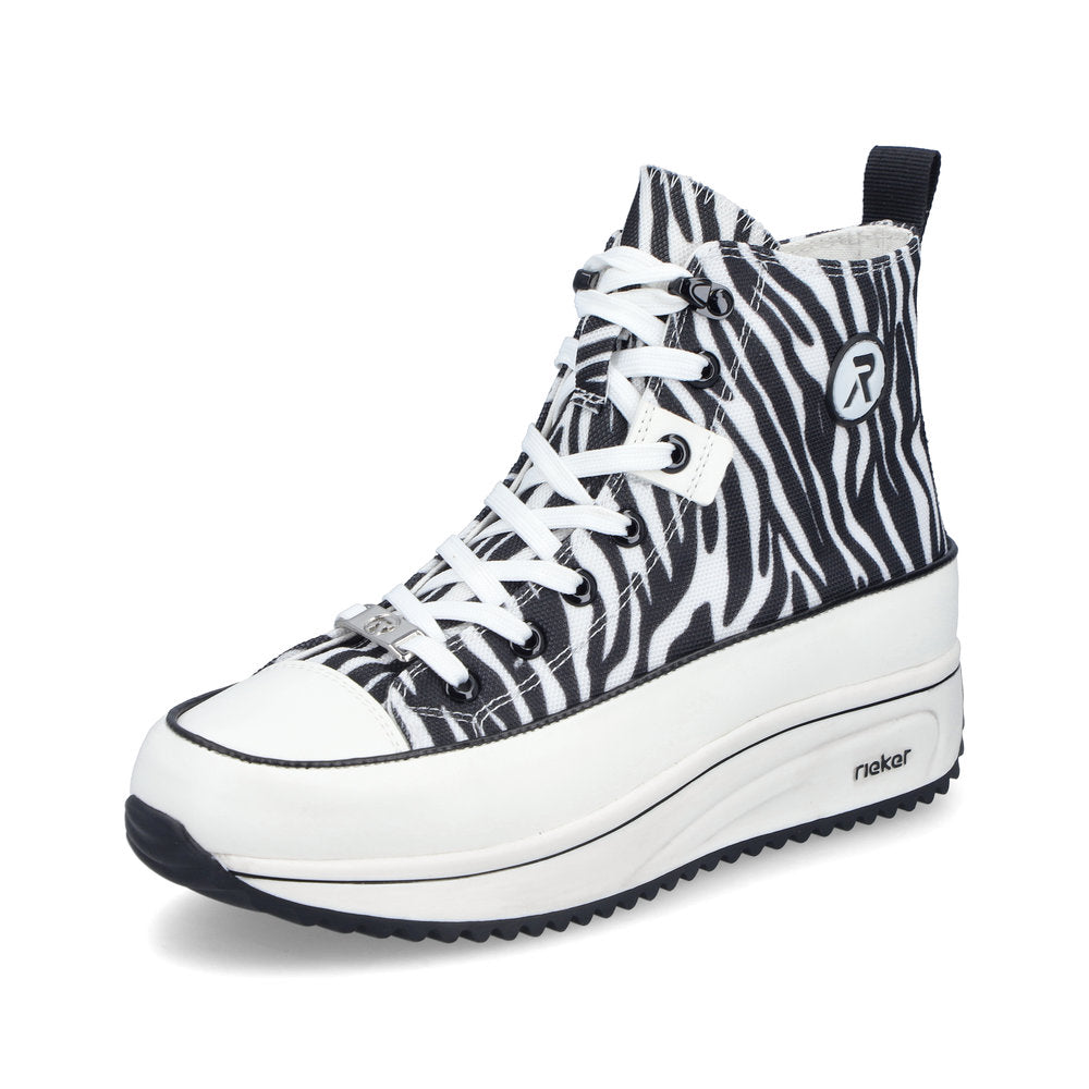 Rieker Ladies Zebra Print Canvas High Top
