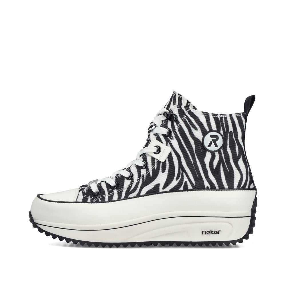 Rieker Ladies Zebra Print Canvas High Top