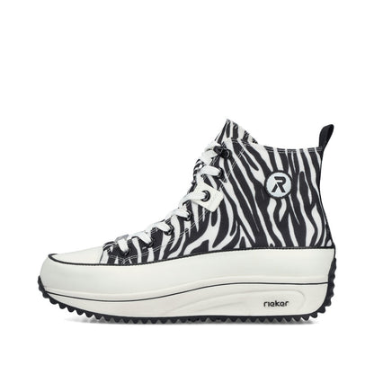 Rieker Ladies Zebra Print Canvas High Top