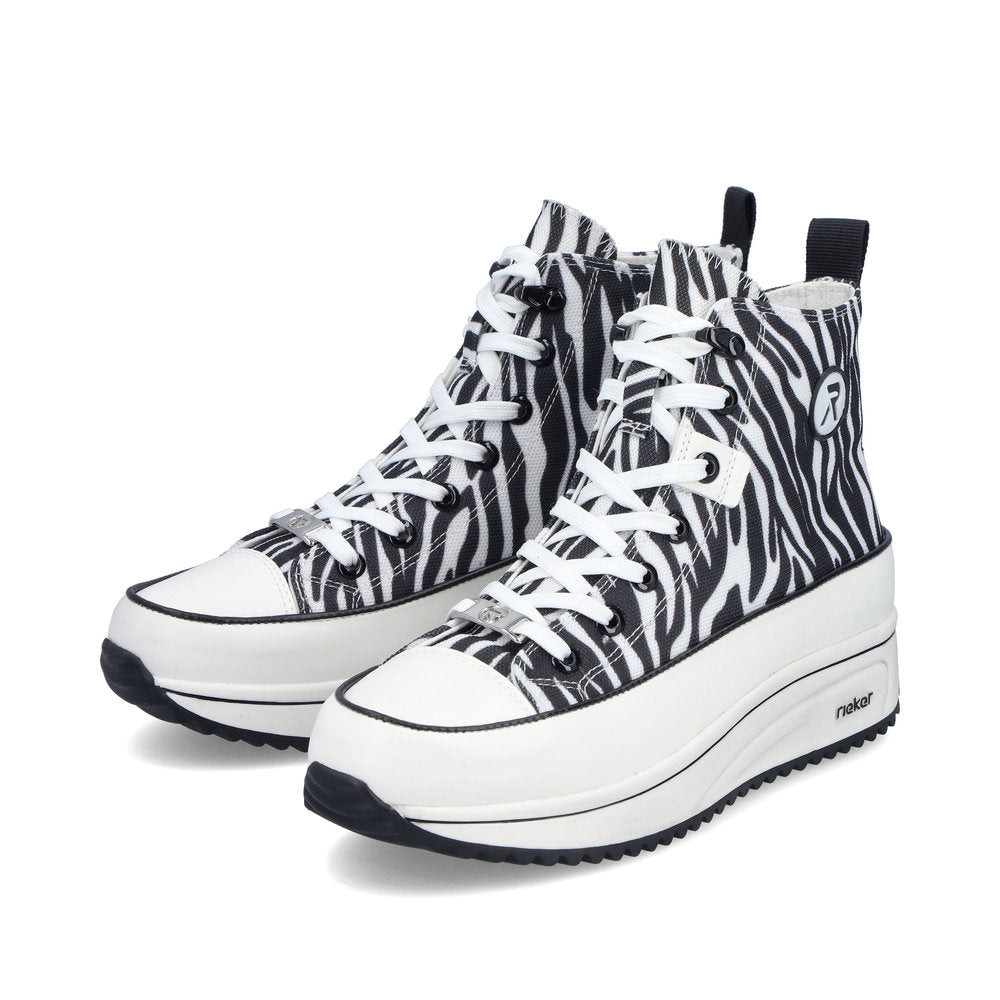 Rieker Ladies Zebra Print Canvas High Top