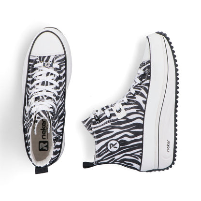 Rieker Ladies Zebra Print Canvas High Top