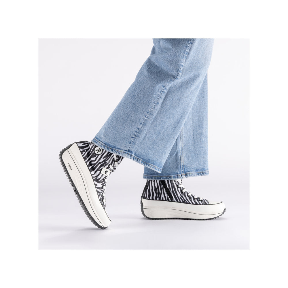 Rieker Ladies Zebra Print Canvas High Top