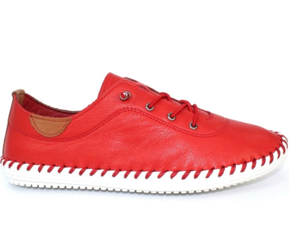 Lunar St Ives ladies Elastic Tie Leather Casual Shoe