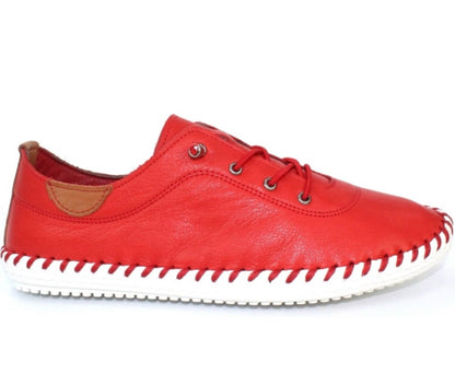 Lunar St Ives ladies Elastic Tie Leather Casual Shoe