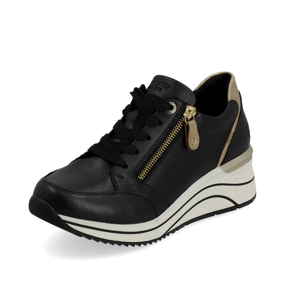 Remonte Ladies Zip Side Wedge Heel Lace Sneaker