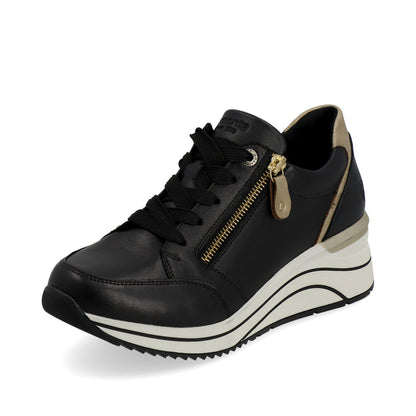 Remonte Ladies Zip Side Wedge Heel Lace Sneaker