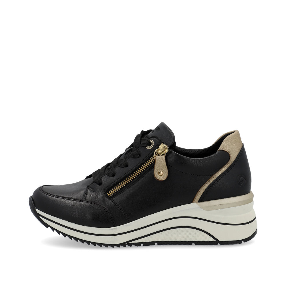 Remonte Ladies Zip Side Wedge Heel Lace Sneaker