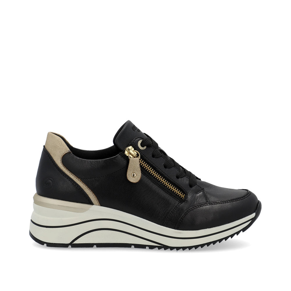 Remonte Ladies Zip Side Wedge Heel Lace Sneaker