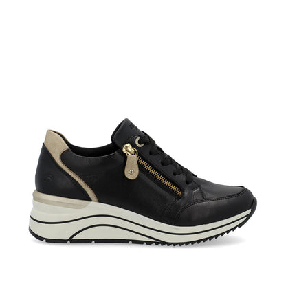 Remonte Ladies Zip Side Wedge Heel Lace Sneaker