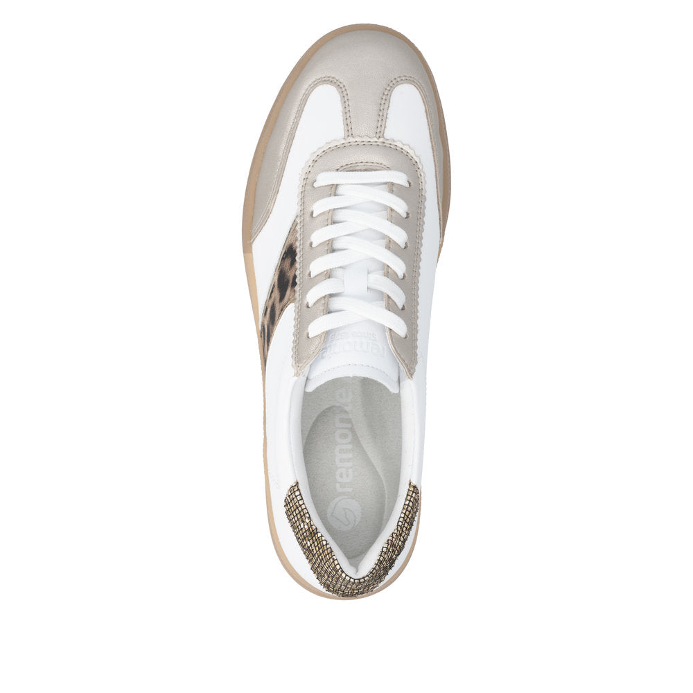 Remonte Ladies Leopard Trim Low Profile Sneaker