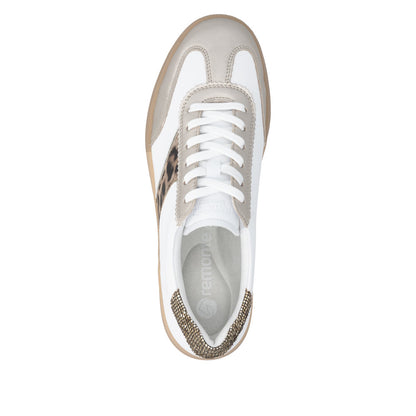 Remonte Ladies Leopard Trim Low Profile Sneaker