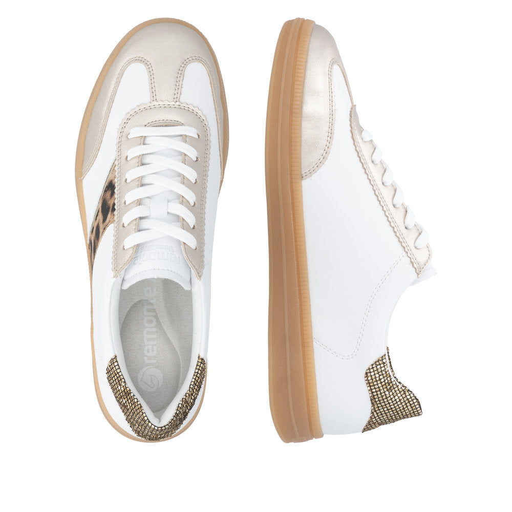 Remonte Ladies Leopard Trim Low Profile Sneaker