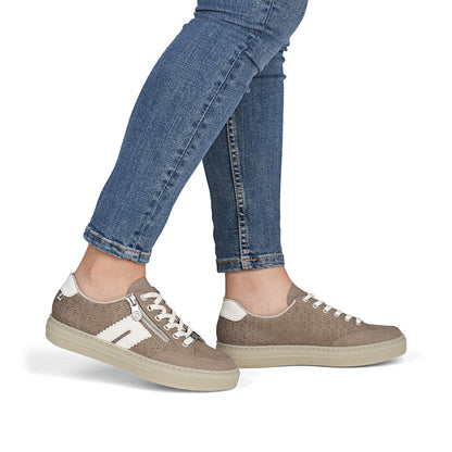 Rieker Ladies Zip Side Lace Up Sneaker