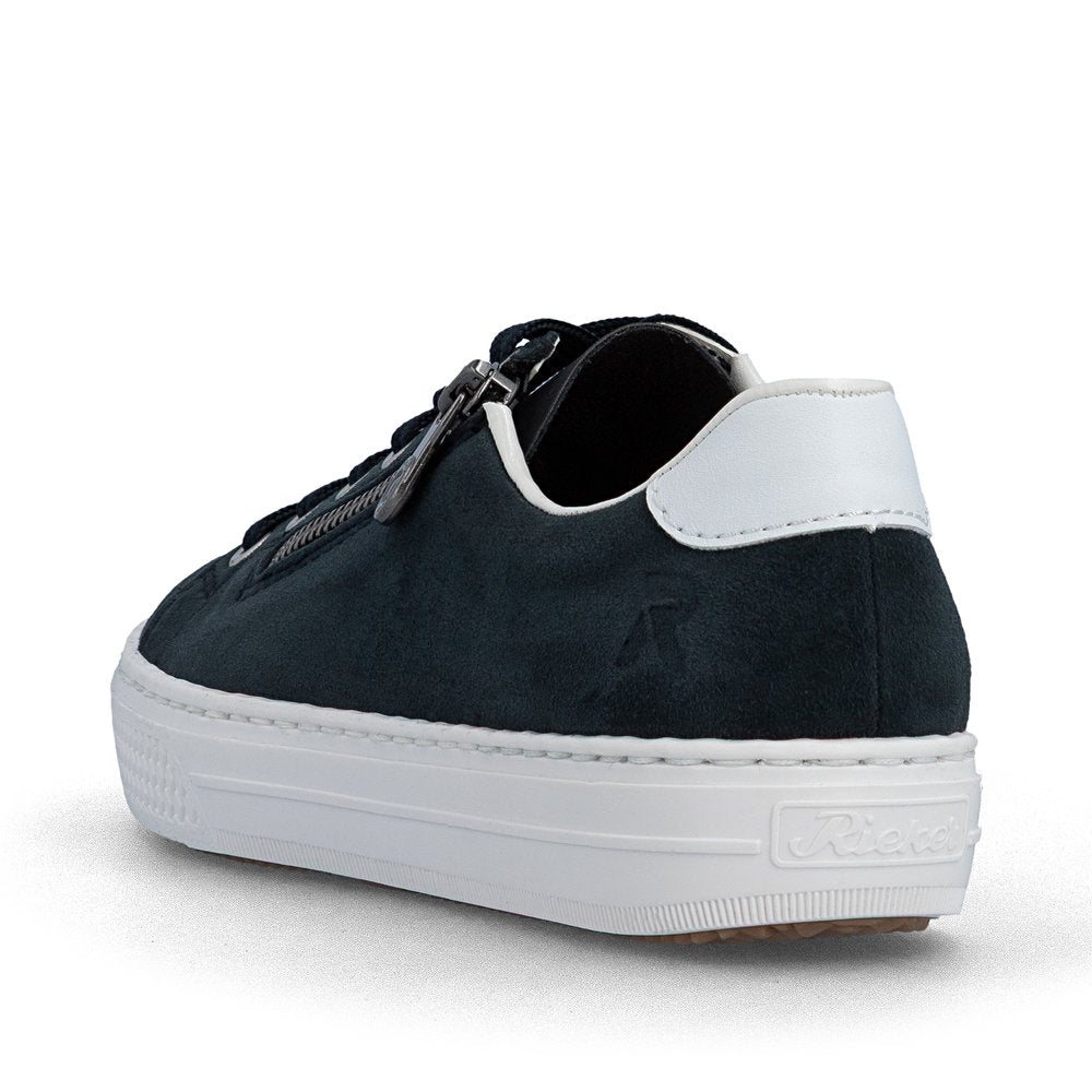 Rieker Ladies Suede Upper Zip Side Lace Up Sneaker