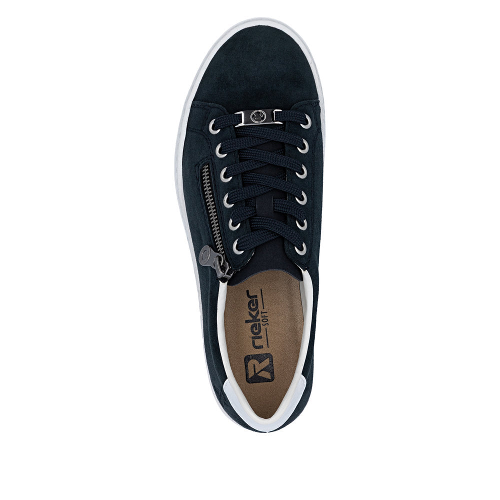 Rieker Ladies Suede Upper Zip Side Lace Up Sneaker