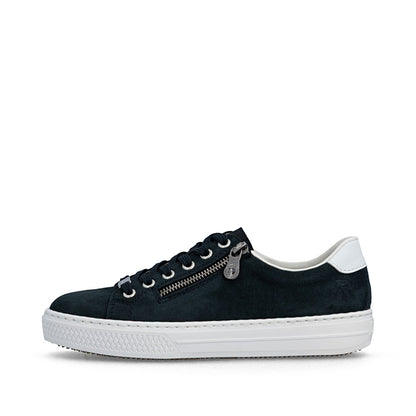 Rieker Ladies Suede Upper Zip Side Lace Up Sneaker