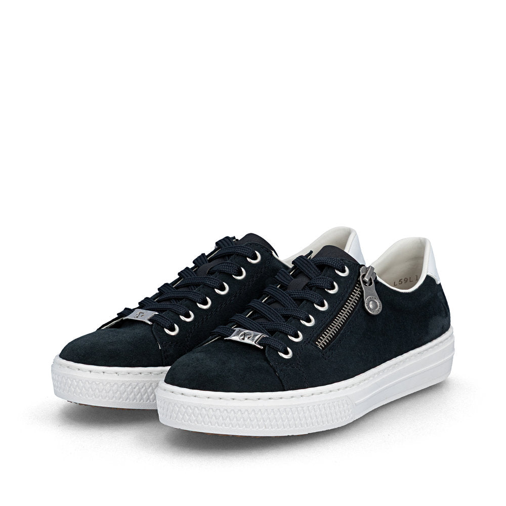 Rieker Ladies Suede Upper Zip Side Lace Up Sneaker