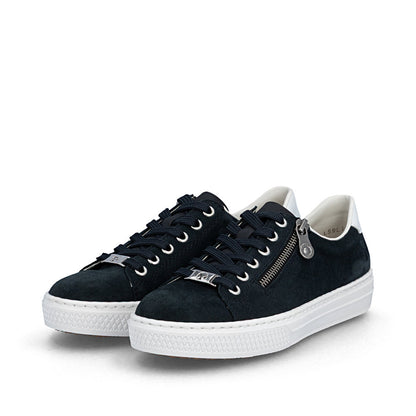 Rieker Ladies Suede Upper Zip Side Lace Up Sneaker