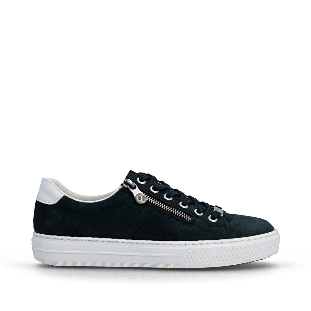 Rieker Ladies Suede Upper Zip Side Lace Up Sneaker