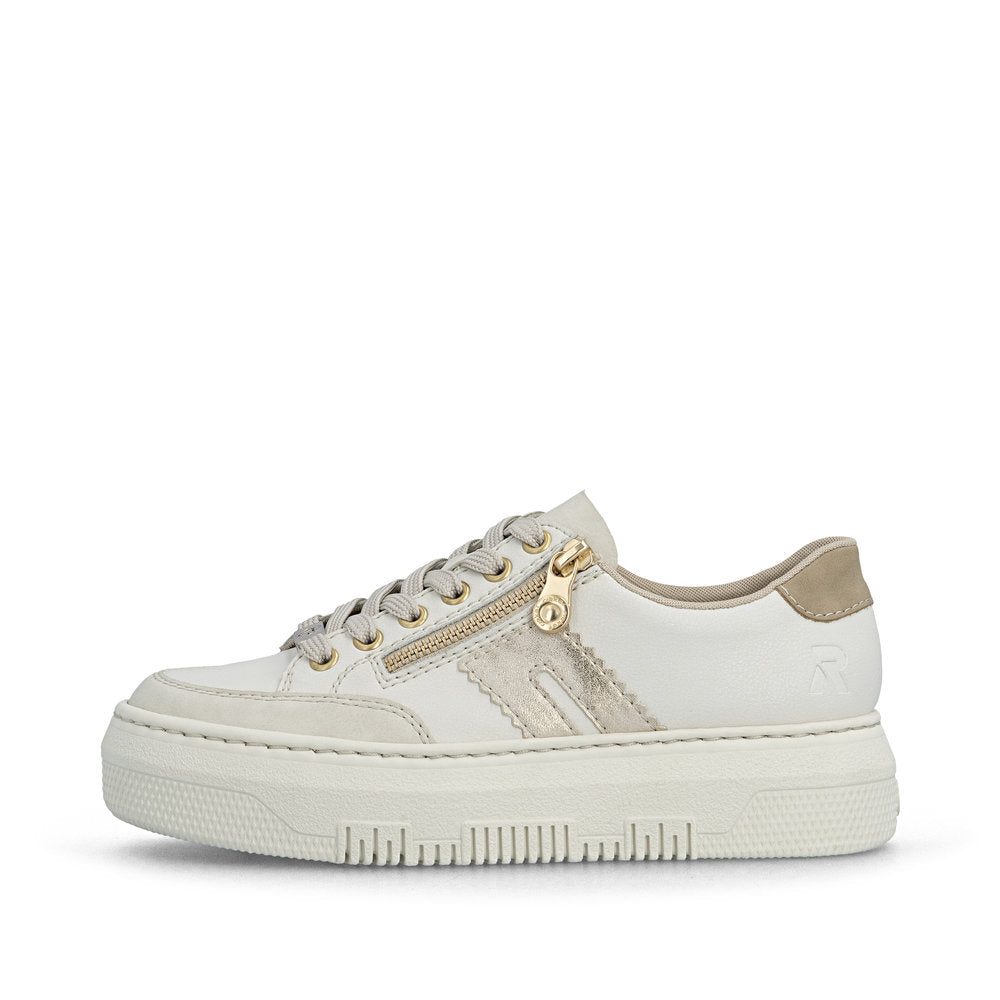 Rieker Ladies Flatform Zip Side Lace Up Sneaker