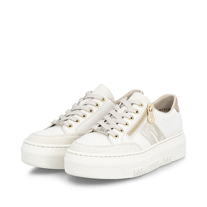 Rieker Ladies Flatform Zip Side Lace Up Sneaker