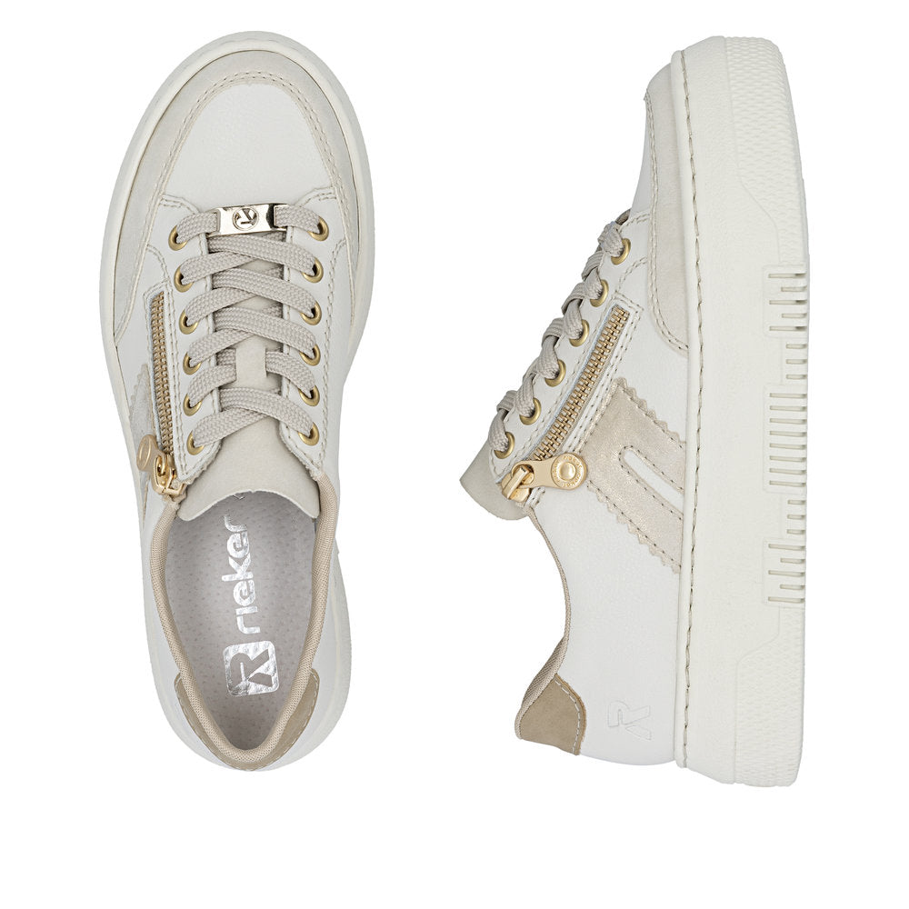 Rieker Ladies Flatform Zip Side Lace Up Sneaker