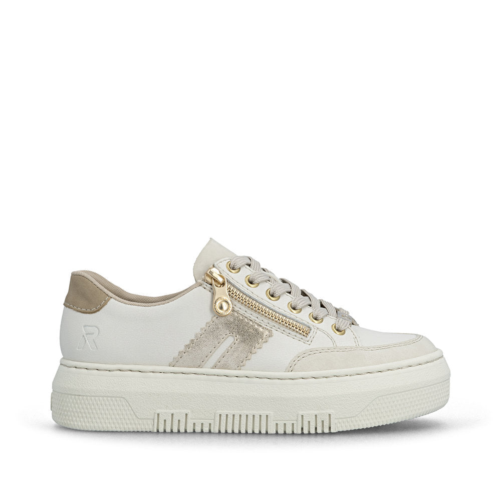Rieker Ladies Flatform Zip Side Lace Up Sneaker