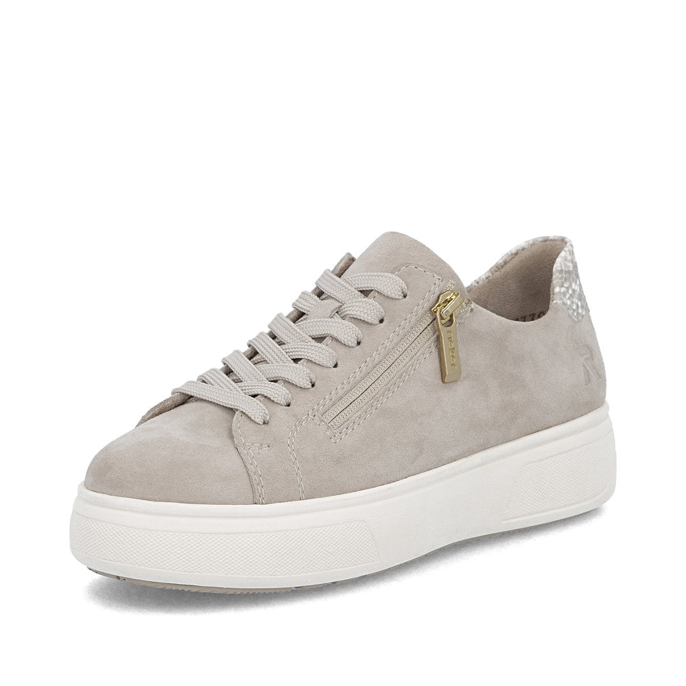 Rieker Ladies Reptile Print Zip Side Lace Up Sneaker