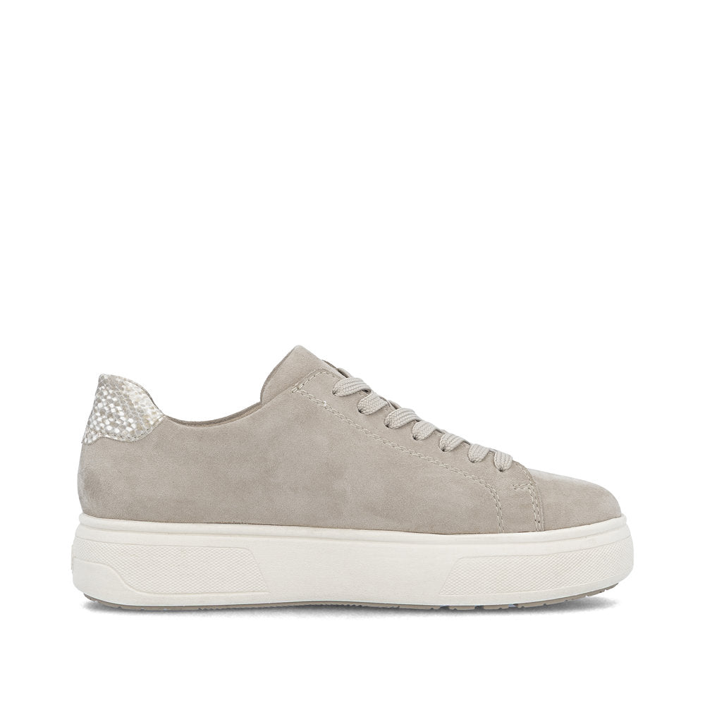 Rieker Ladies Reptile Print Zip Side Lace Up Sneaker