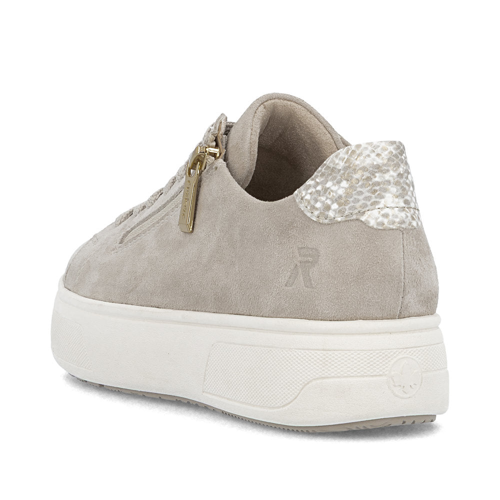 Rieker Ladies Reptile Print Zip Side Lace Up Sneaker
