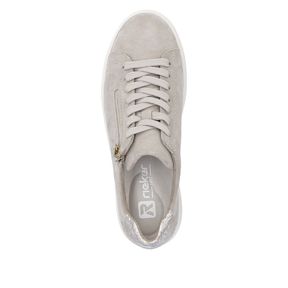 Rieker Ladies Reptile Print Zip Side Lace Up Sneaker