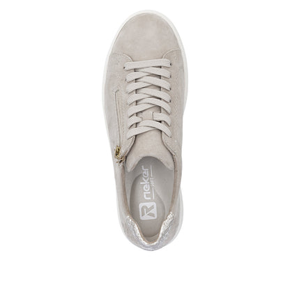 Rieker Ladies Reptile Print Zip Side Lace Up Sneaker