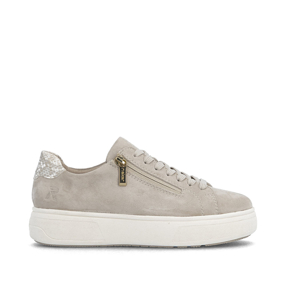 Rieker Ladies Reptile Print Zip Side Lace Up Sneaker