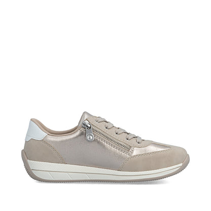 Rieker Ladies Wide Fit Zip Side Lace Up Sneaker